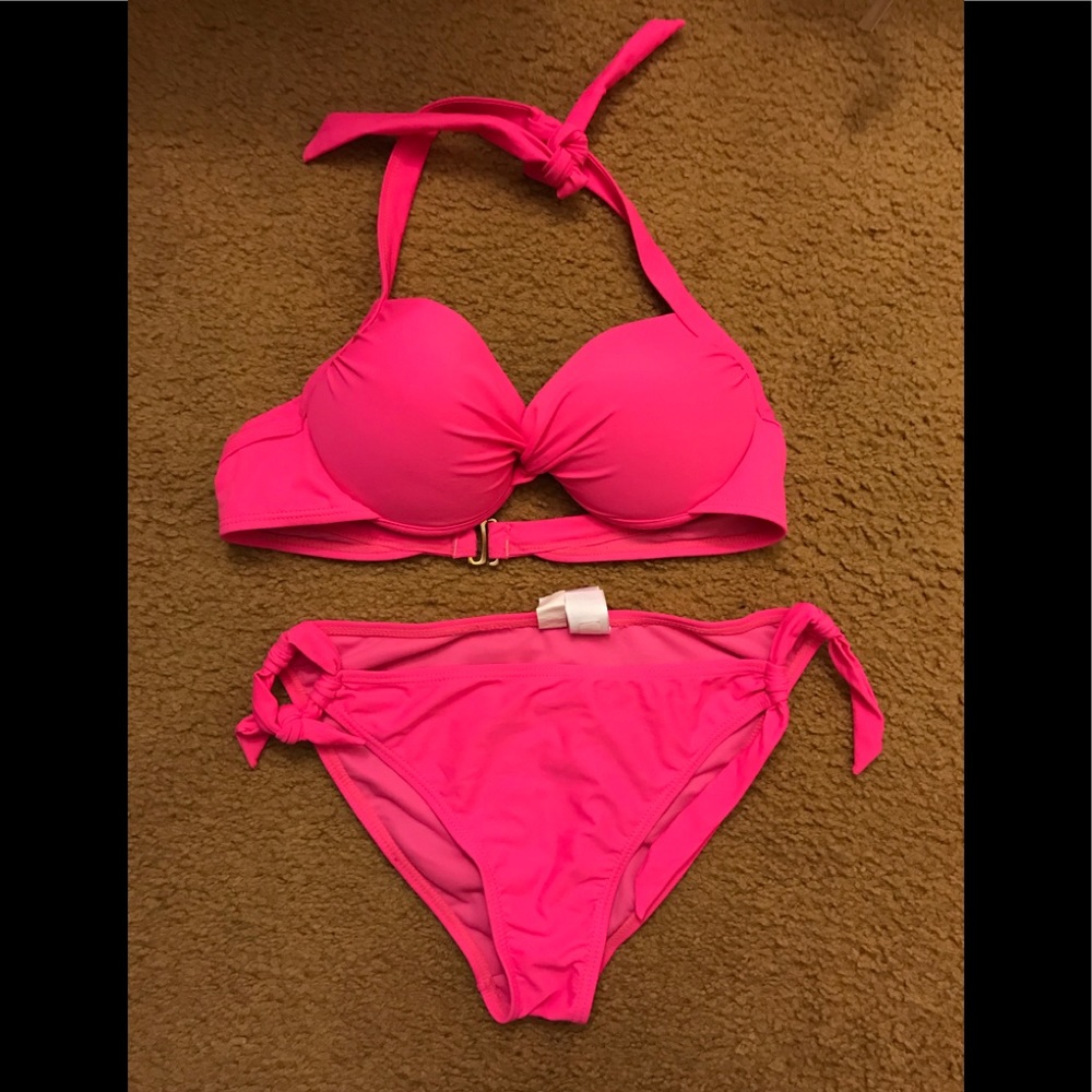 Hot pink 2 piece bikini set